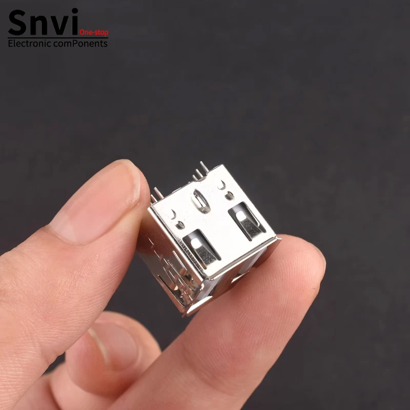 2.0 double-layer USB female socket, 5 pieces USB female head A female 180 degree straight insertion, short body, vertical cur