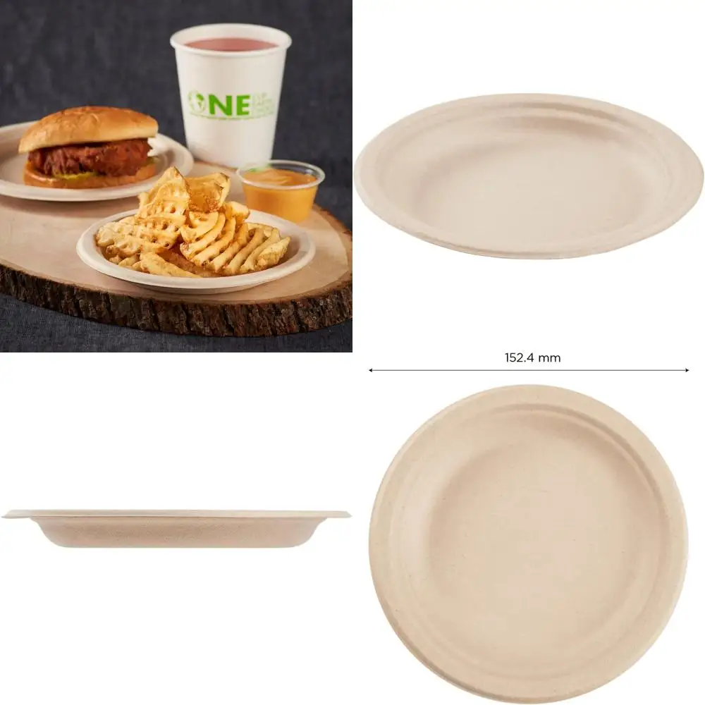 

Biodegradable Natural Microwave Safe Compostable Plates 6-Inch Bulk Case of 1000 PFAS-Free Eco-Friendly Dinnerware