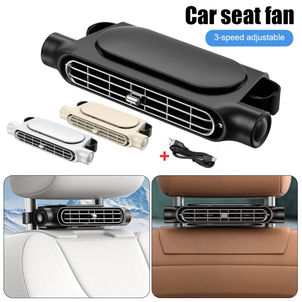 

USB Rechargeable Car Seat Fan New Cooling Car Fan for Back Seat of Car Portable Air Circulation Vent Clip-On Desk Fan