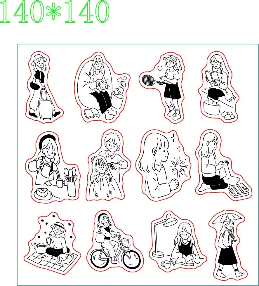 2024 New Girl\'s daily routine stamp Clear Stamps for Scrapbooking Transparent Silicone Rubber DIY Photo Album