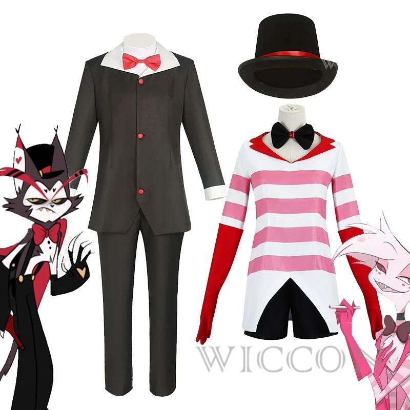 Anime Hazbin Husk Husker Cosplay Costume The Kitty Angel Dust Hotel Bartender Uniforms Suit Clothes Angel Demon Halloween Party