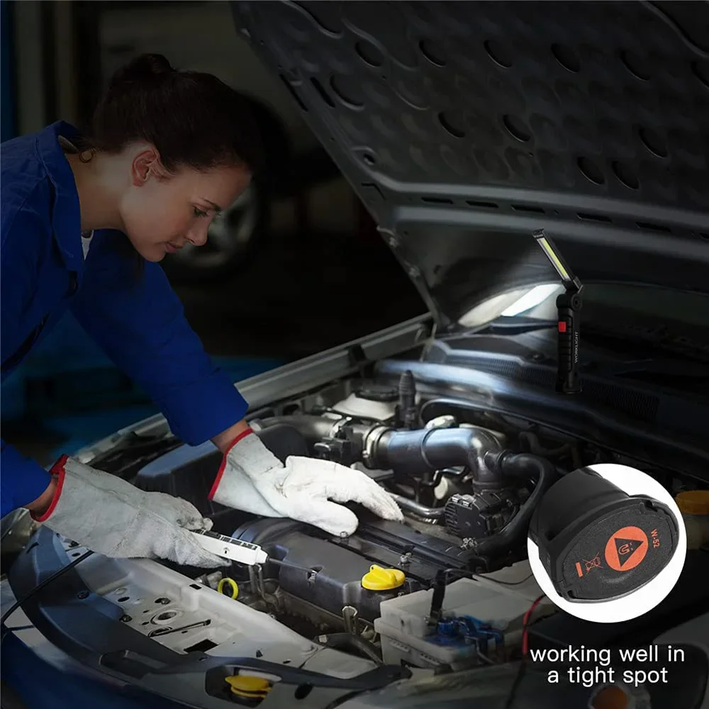 Magnetic Foldable Multi-Functional Flashlight Rechargeable Professional Car Repair Work Light 360° Rotatable