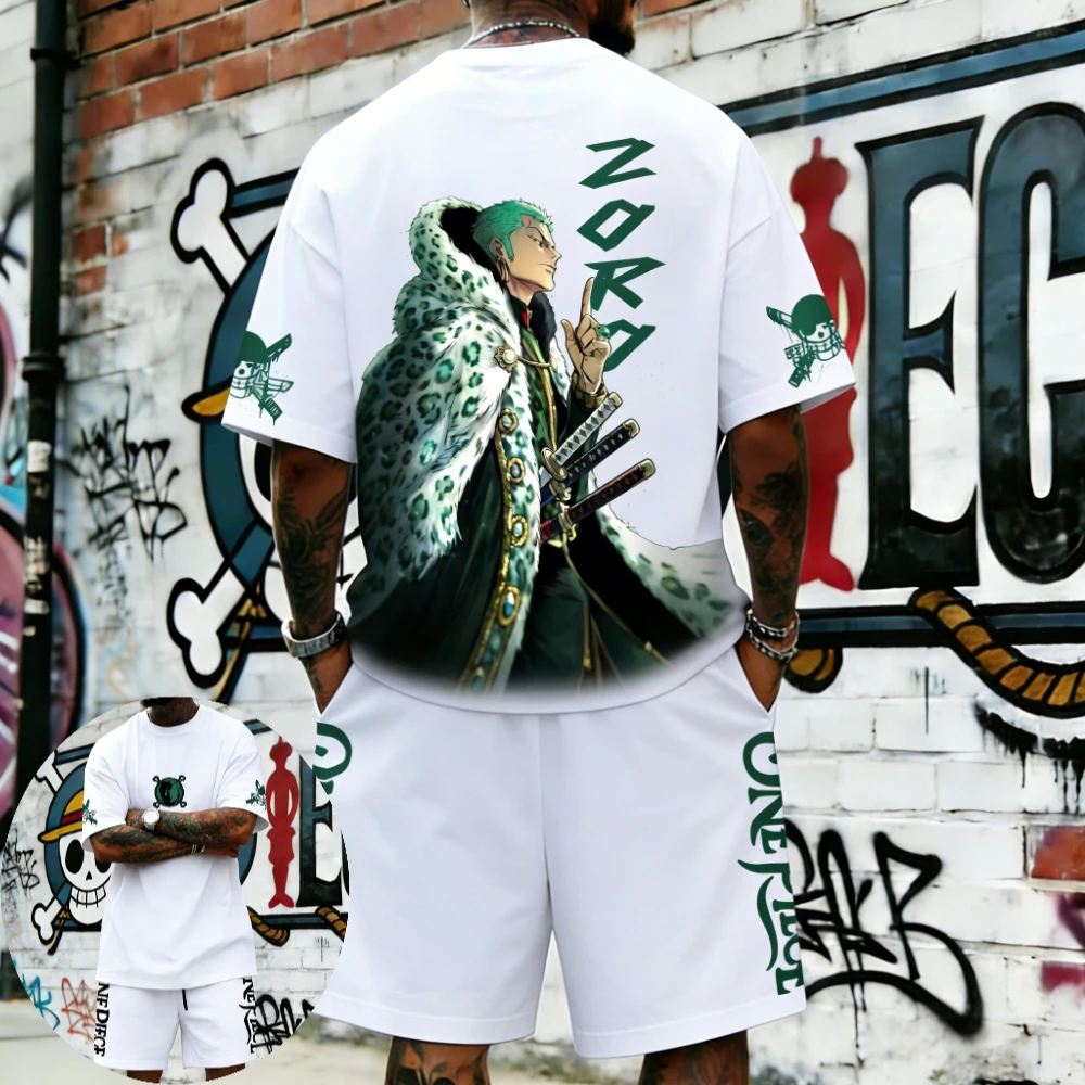 One Piece Men's and Women's T-Shirt Roronoa Zoro Anime Tee Summer New Boy's Retro Versatile Short Sleeves Parent-child Outfits