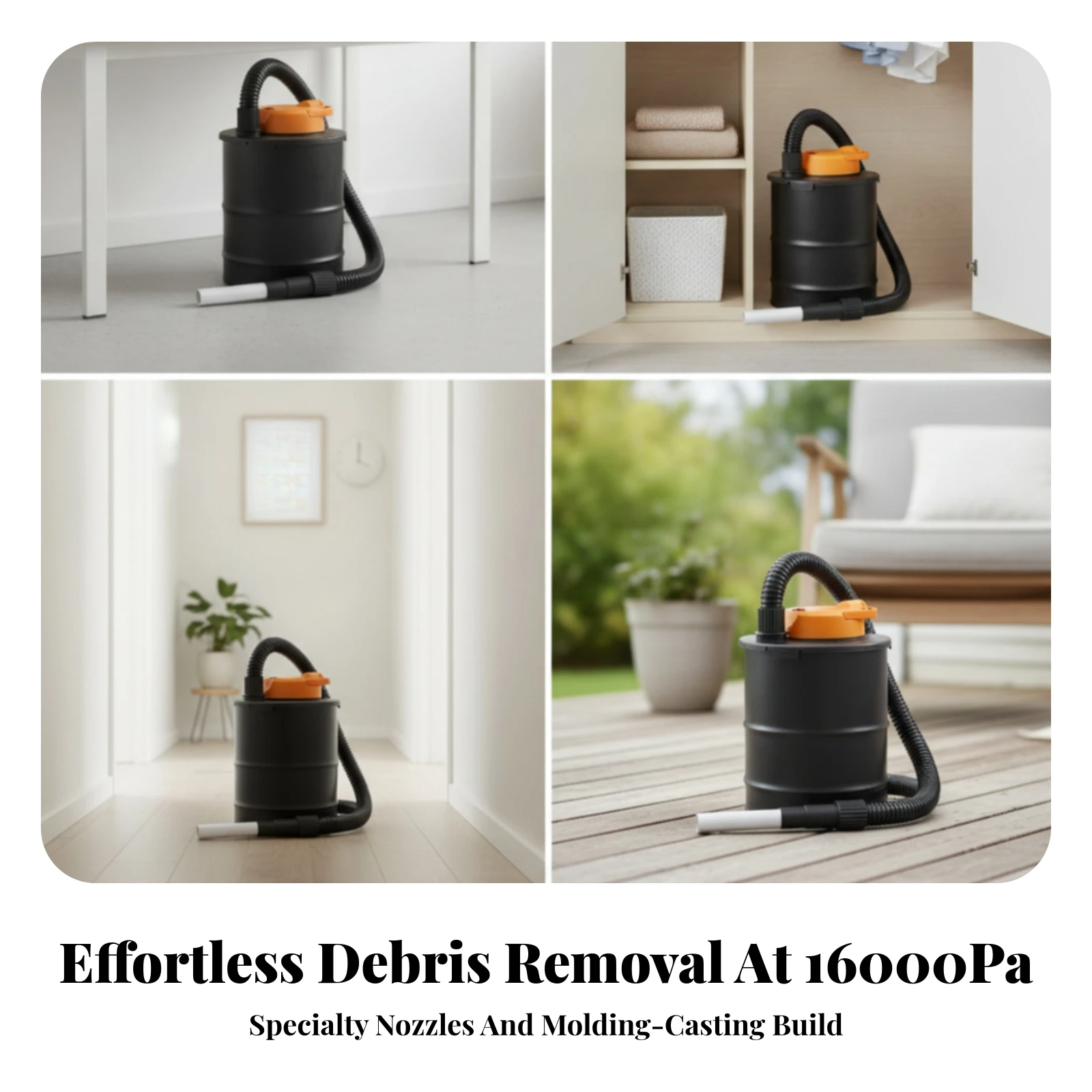 Vertical Ash Vacuum with Hose Compact Dry Ash Vacuum Powerful Quiet for Heater Cleaning, Workshop Cleanup
