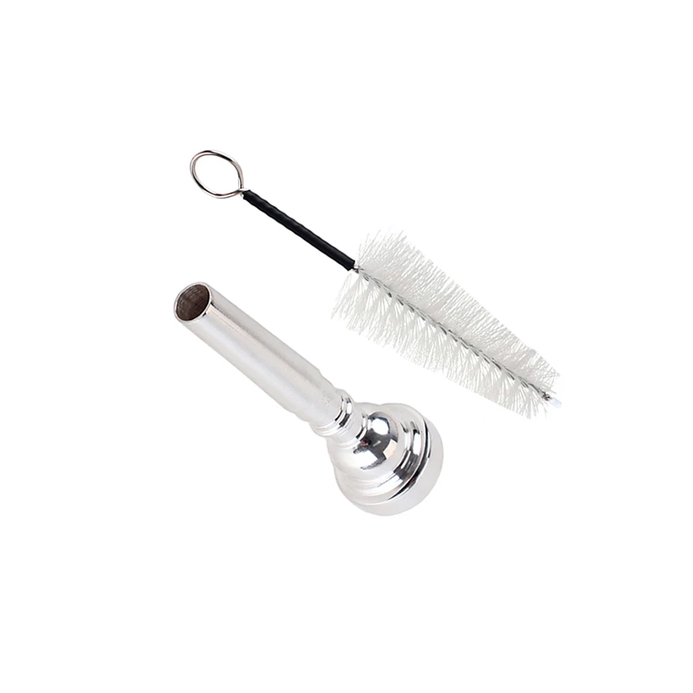 

Trumpet Mouthpiece Silver Plated Metal Bullet Shape with Cleaning Brush Set Easy Blow Smooth Tone for Beginners and