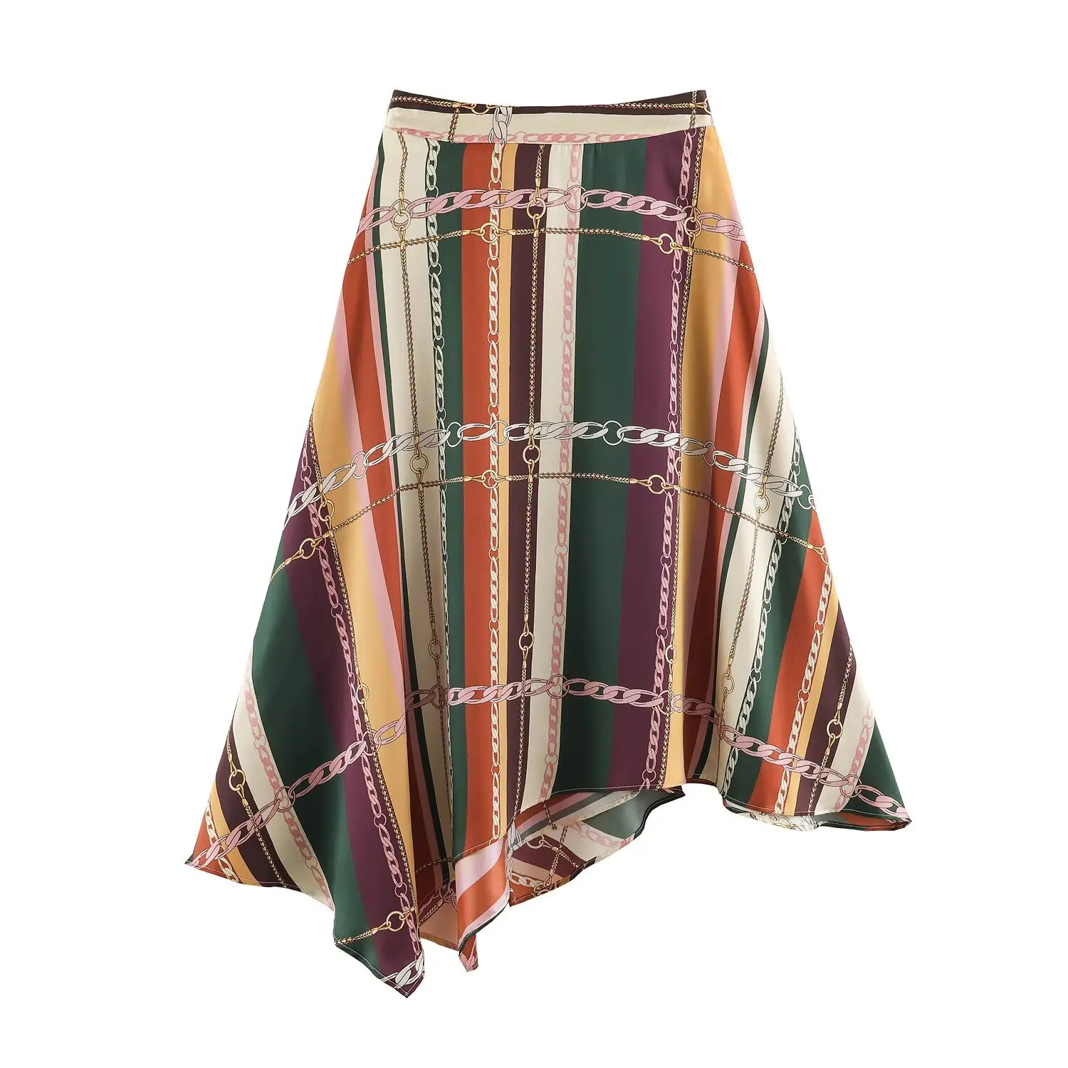 KONDALA Chic 2026 Herbst Vintage Moderner Asymmetrischer Druck Langer Rock Drapiert Eleganter Chic Lässiger Hochgeschnittener Damen A-Linien-Rock – Detail 3
