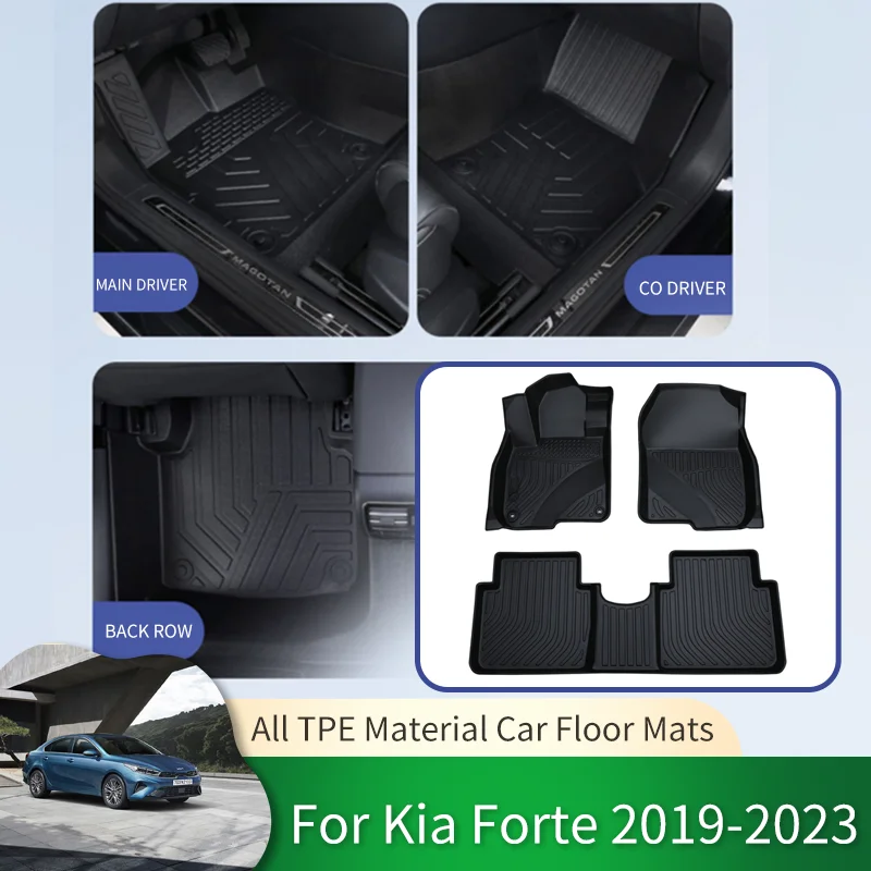 

for Kia Forte Cerato K3 BD 2019~2023 2022 TPE Car Waterproof Non-slip Floor Mats Full Surround Protective Liner Foot Pad Carpet