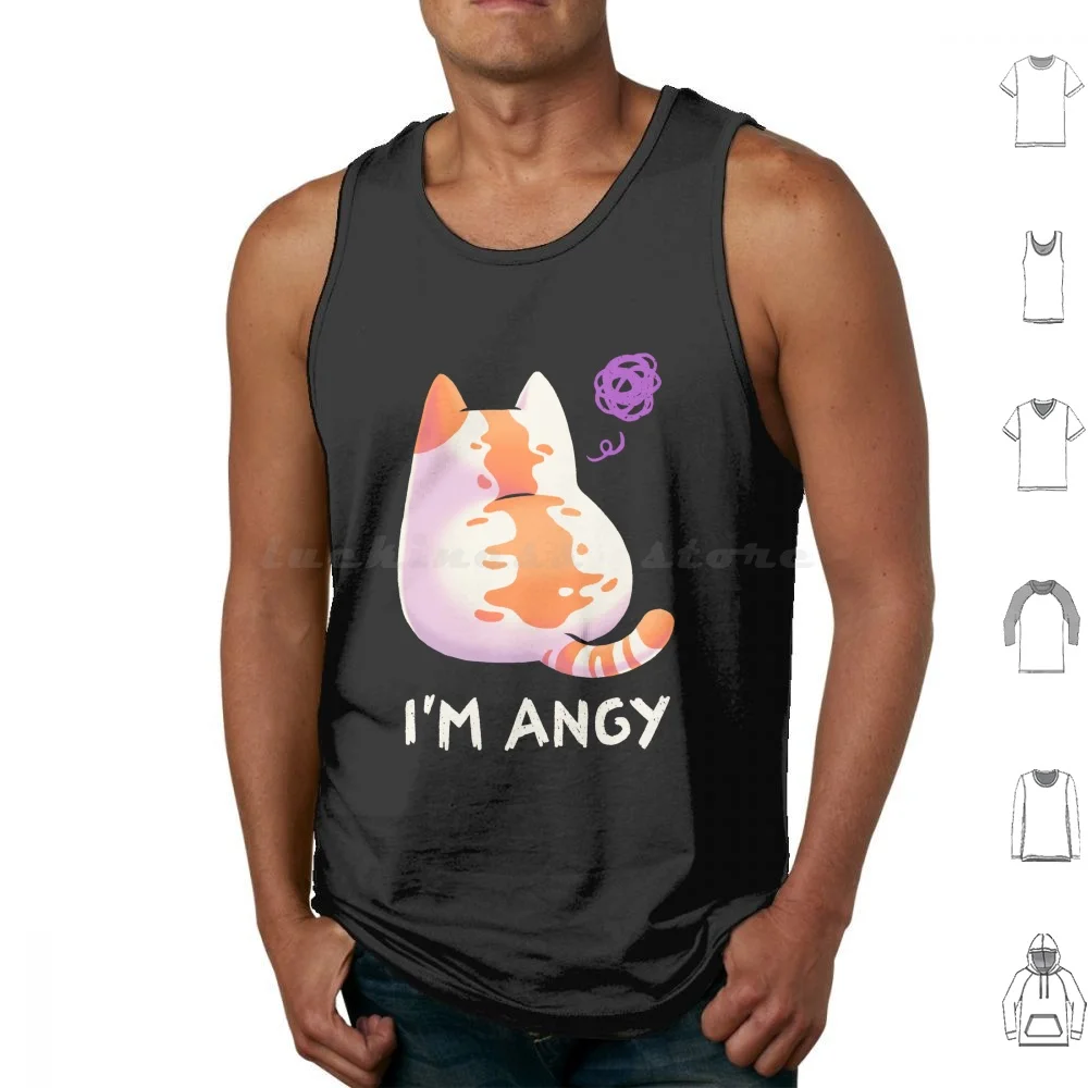 No Talk Me Im Angy Angry Kitty Meme , Fluffy , Kawaii Tank Tops Vest Sleeveless No Talk Me Im Angy Angry Kitty Meme