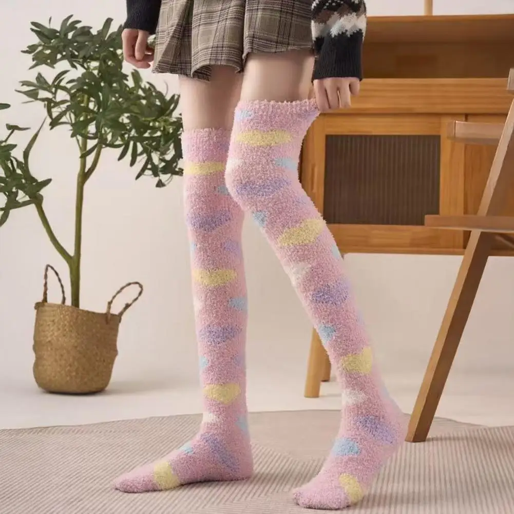 

For Home Indoor Wear Sleeping Women Long Floor Socks Soft Fluffy Over Knee Socks Ladies Colorful Warm Thick Thigh High Socks