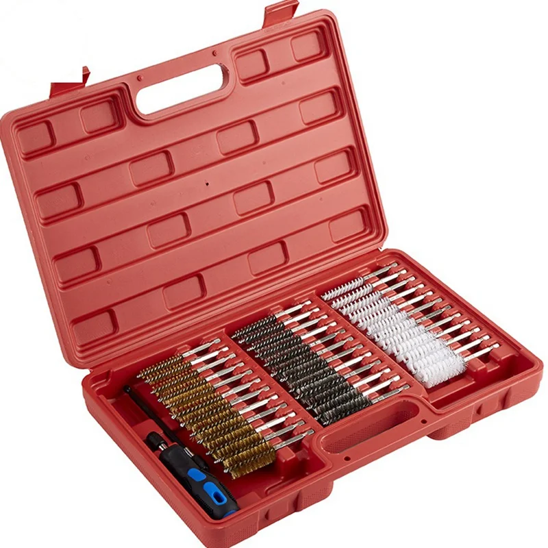 38pcs Plastic Set Stainless Steel Wire Duct Brush Nylon Copper Wire Hex Rod Tool Cleaning Gun Brush Set