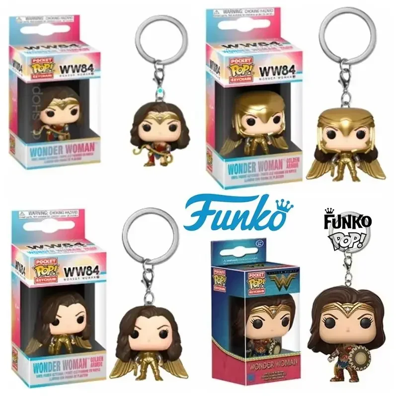 НОВЫЙ карманный брелок Funko POP DC Heroes Woder Woman 1984, WW84, брелок для ключей League Justice Wonder Woman, золотая броня, подарок для детей