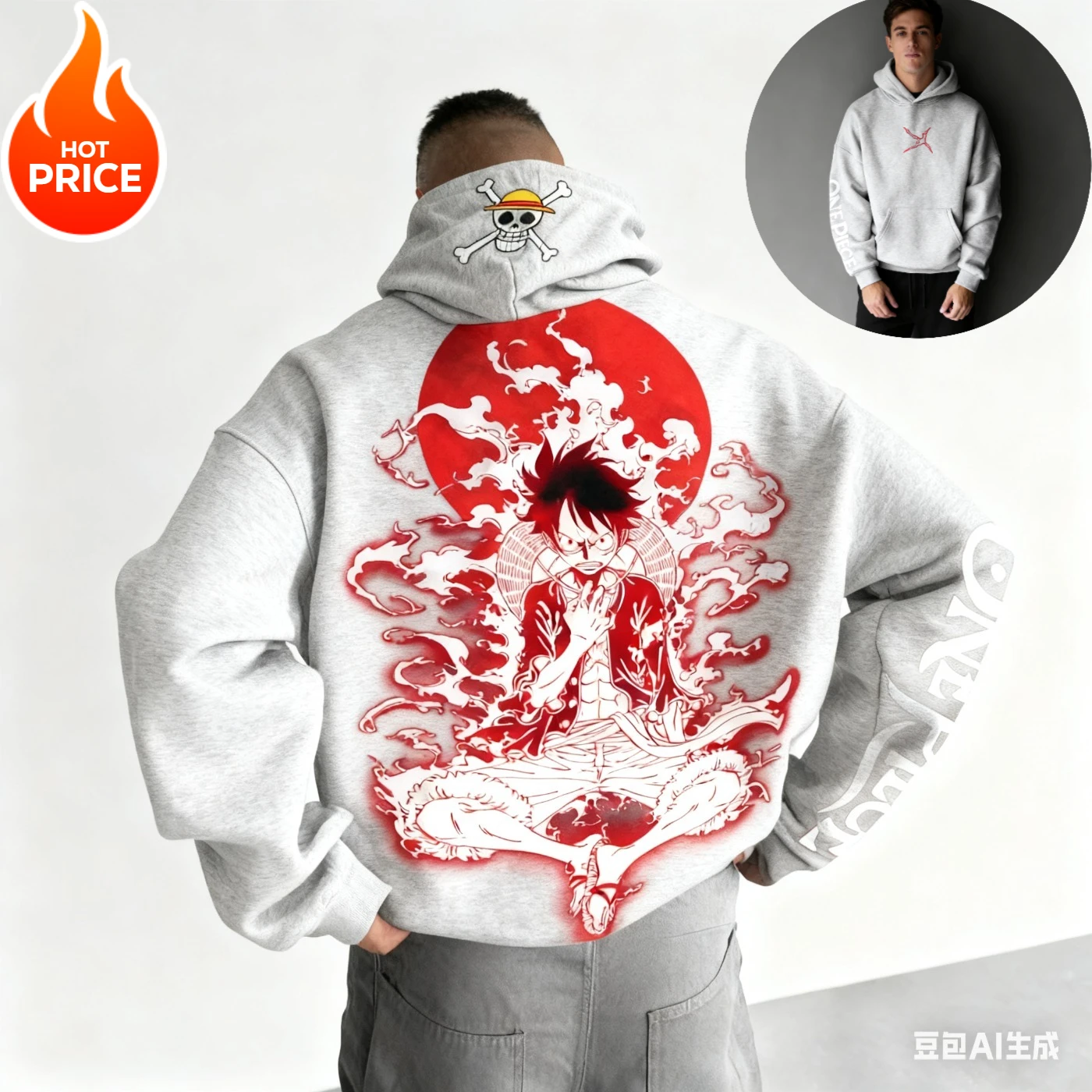 Luffy 2025-Sudadera con capucha de una pieza para hombre y mujer, ropa de calle Harajuku Retro de gran tamaño, Top holgado de manga larga, Unisex Y2k