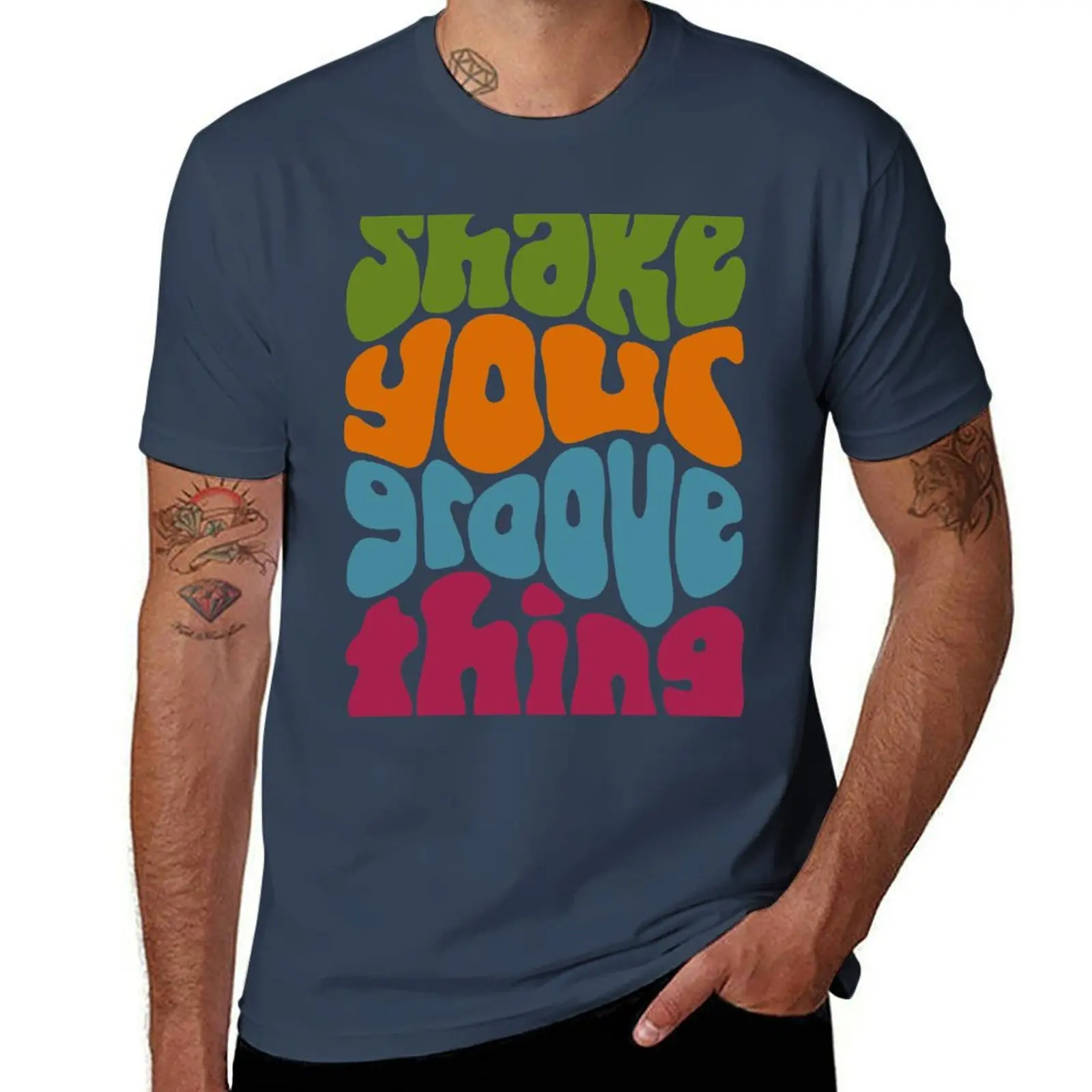 Shake Your Groove Thing Retro Word Art camiseta divertidas camisetas de algodón anime camiseta