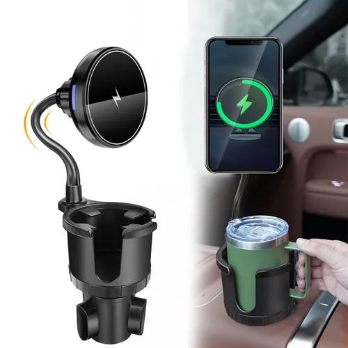 Nuevo cargador inalámbrico magnético para coche adecuado para Apple 15W carga rápida soporte de navegación portavasos de 360 grados