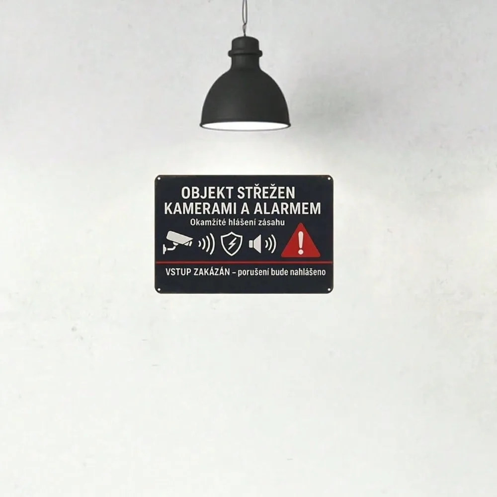 CIFbuy Large Vintage Czech Security Camera Warning Sign Waterproof Aluminum Wall Art 12x8 Inch Durable Retro Plaque
