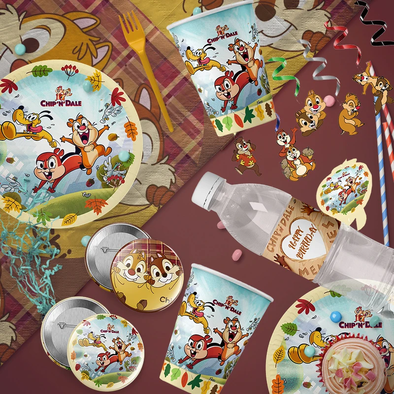 Disney Chip And Dale Theme Happy Birthday Party Decorations Balloon Cups Flags Plates Baby Shower Party Supplies Gift