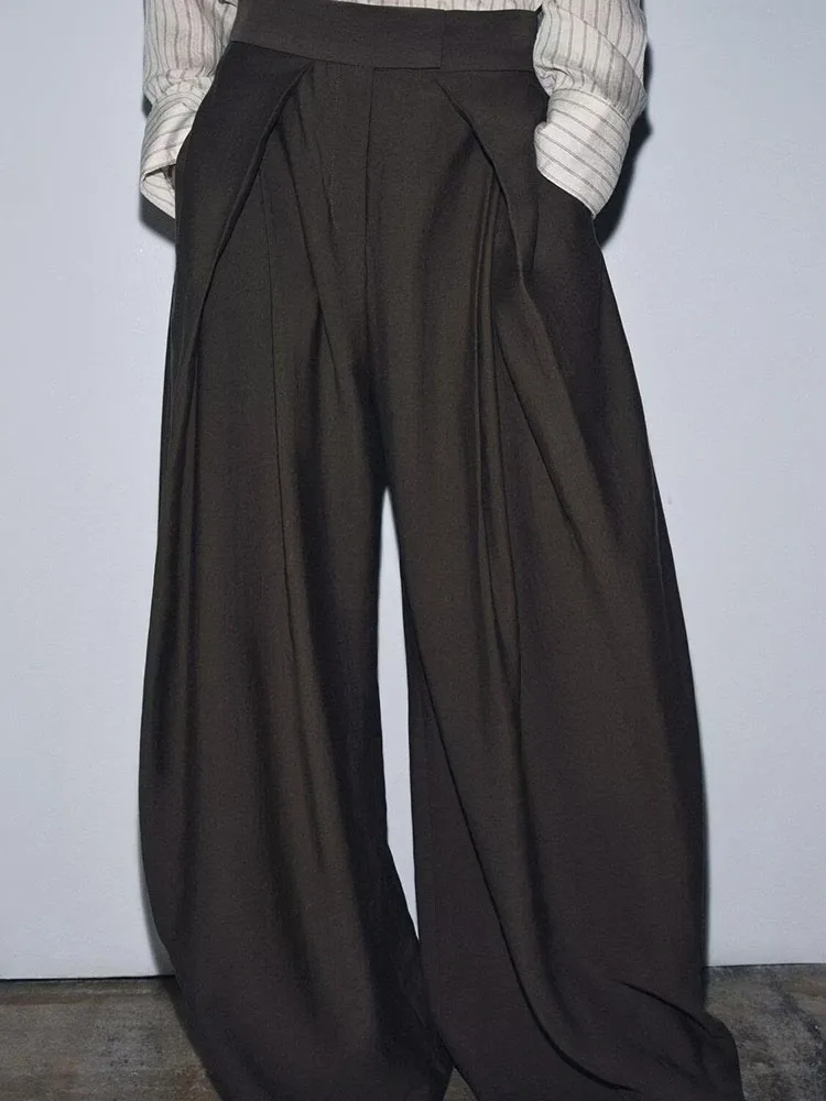 وصل حديثًا لخريف 2025 معطف نسائي بحزام وثنيات وسراويل طويلة زي المسرح العرقي تصميم Ele Dra