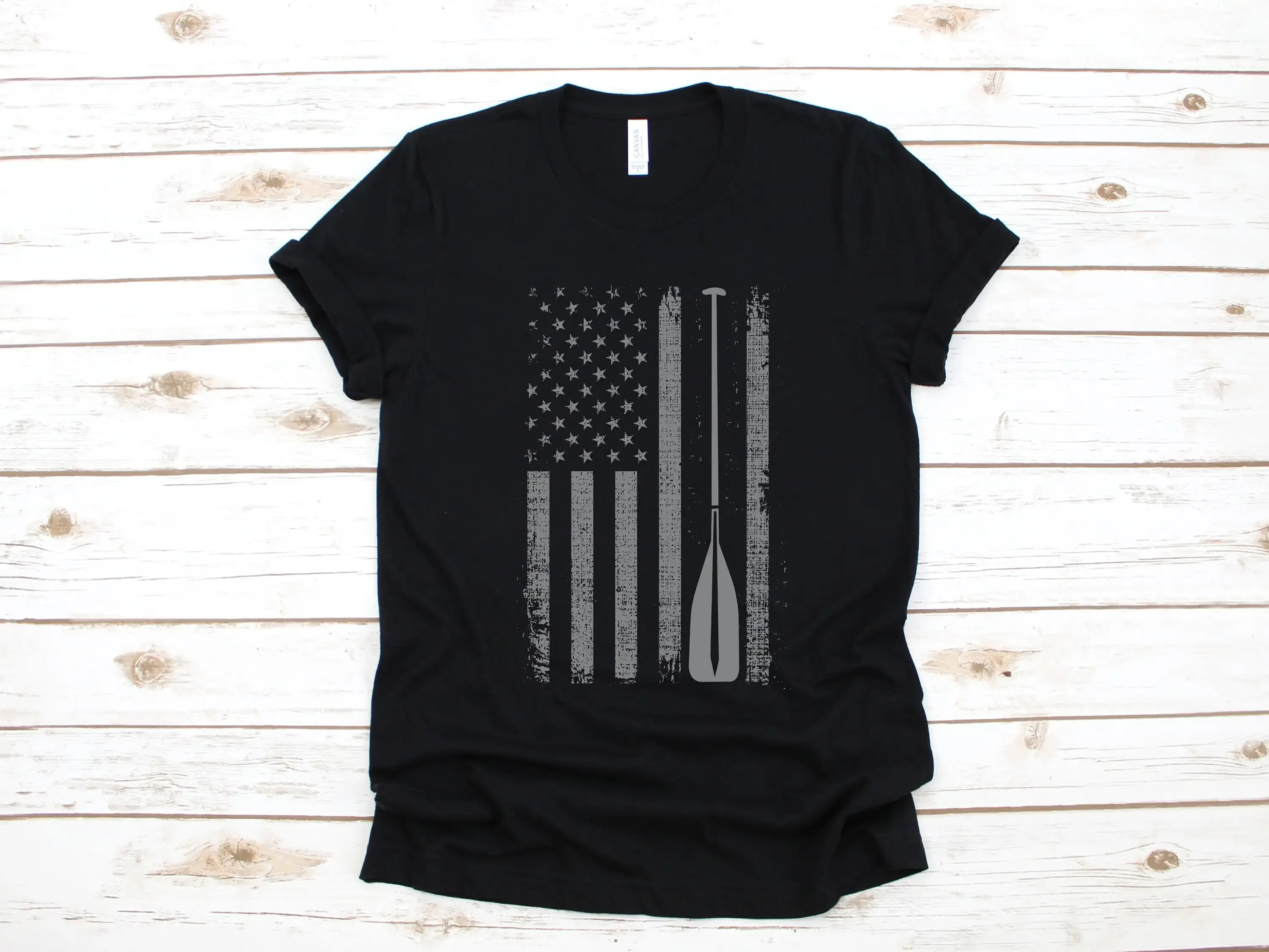 Camiseta de manga larga para canoa, ropa de bandera americana, Kayaker, EE. UU., 4 de julio