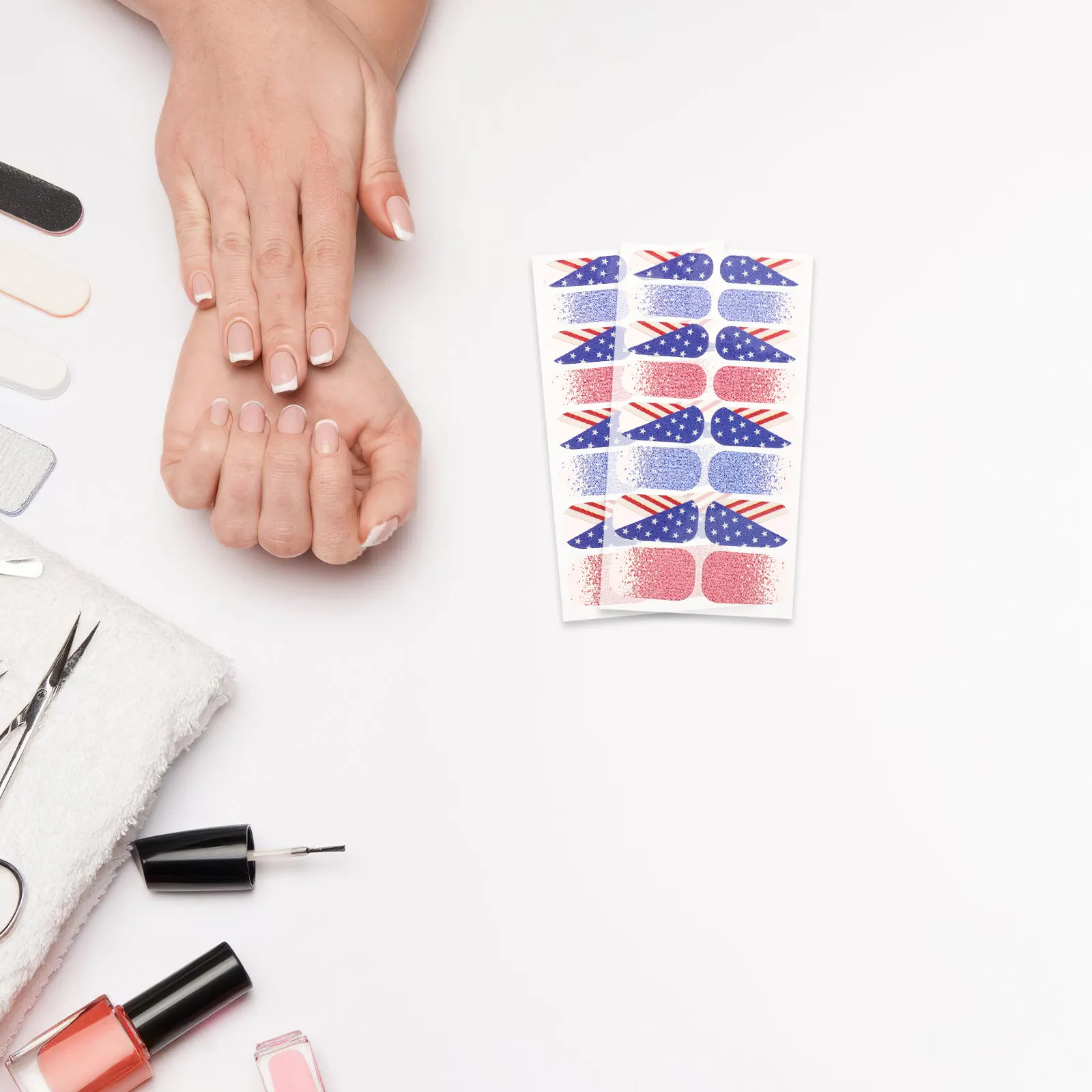 6 Sheets Fingernail Stickers Patriotic 4Th of July Nail Wraps Self Adhesive Waterproof Independence Day Nail Art Decals Usa Flag