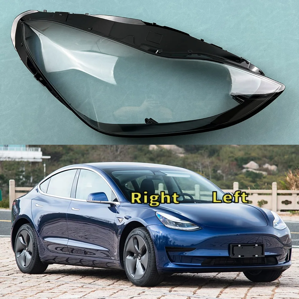 

Front Headlight Cover Compatible For Tesla Model 3/Y 2019-2022 Clear Plexiglass Lampshade Replacement Original Car Lamp Shell