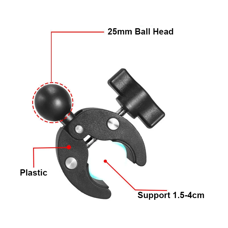 1 Zoll 25mm Kugelkopf-Superklemme Halterung für Gopro Insta360 DJI Action-Kamera-Zubehör, geeignet für Motorradlenker – Detail 2