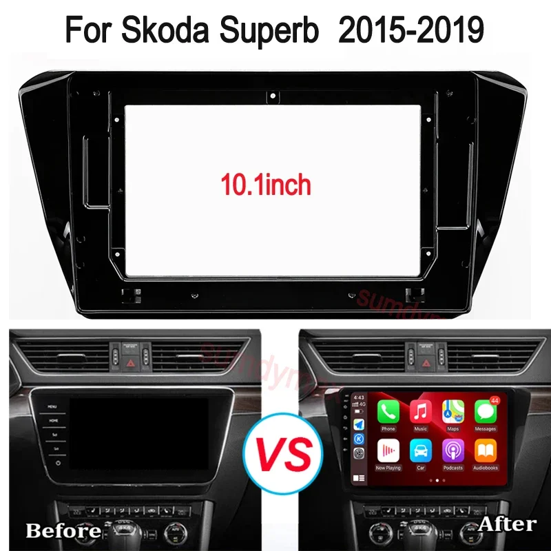 

2 Din 10,1-дюймовый автомобильный радиоприемник для установки DVD GPS mp5 Пластиковая рамка панели лицевой панели для Skoda Superb 3 2015-2019, комплект крепления на приборную панель