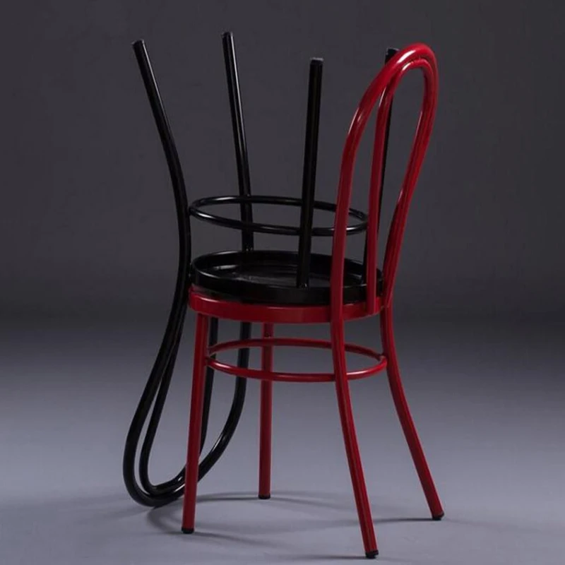 Modern  Fashion Dining Chair Home Restaurant Outdoor Net Red Iron Art Bench Leisure Bar Stool Backrest Makeup Chairs