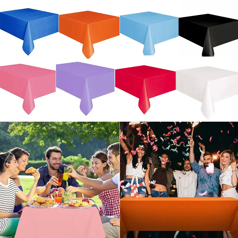 137*183 cm Kunststoff Einfarbig Tischdecke Einweg Tisch Abdeckung Wischen Schreibtisch Tuch Dekor Abdeckungen Rechteck Party Decor liefert