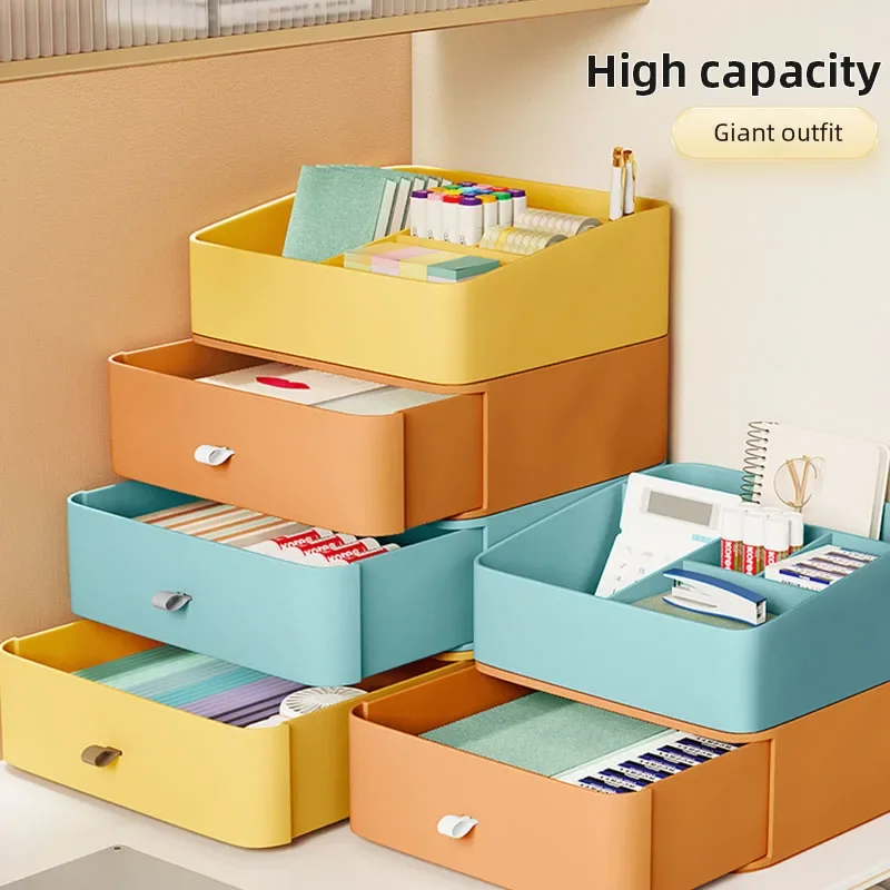 

Desk Office Organizer Bins Storage Holder Desktop Pencil Pen Sundries Stackable Plastic Container School Supplies Stationery