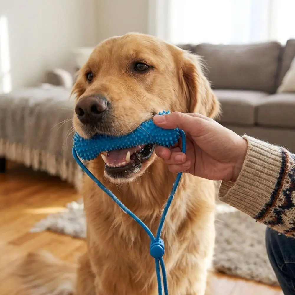 Bite-Resistant Dog Teething Stick Anti-choking Chew-resistant Pet Teeth Cleaning with Rope Dog Chew Stick Interactive Tug