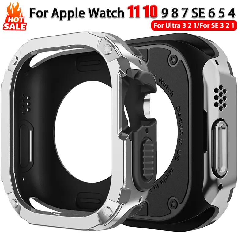 TPU-PC-Gehäuse für Apple Watch 11 10 42 mm 46 mm 9 8 7 6 5 4 SE3 Schutzhülle hohl für iWatch Ultra 3 2 1 49 mm 45 mm 41 44 mm 40 mm 38 mm