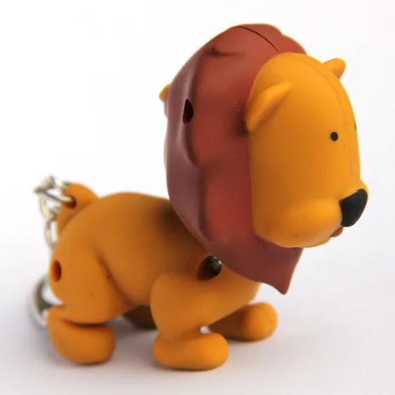Animale Leone Luci a LED Portachiavi Incandescente Vocale Mini Torcia Portachiavi Ciondolo Borsa Giocattoli per bambini Regalo Donna Uomo Gioielli per feste
