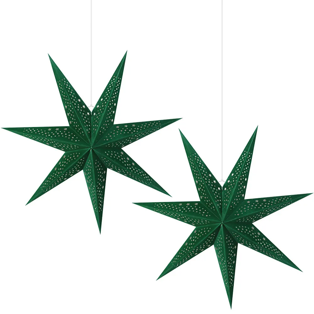 

2Pcs Hollow Out Star Cover 3D Folding Style Festival Lampshade Multi-Purpose Hanging Pendant Lampshade Party Lantern Decoration