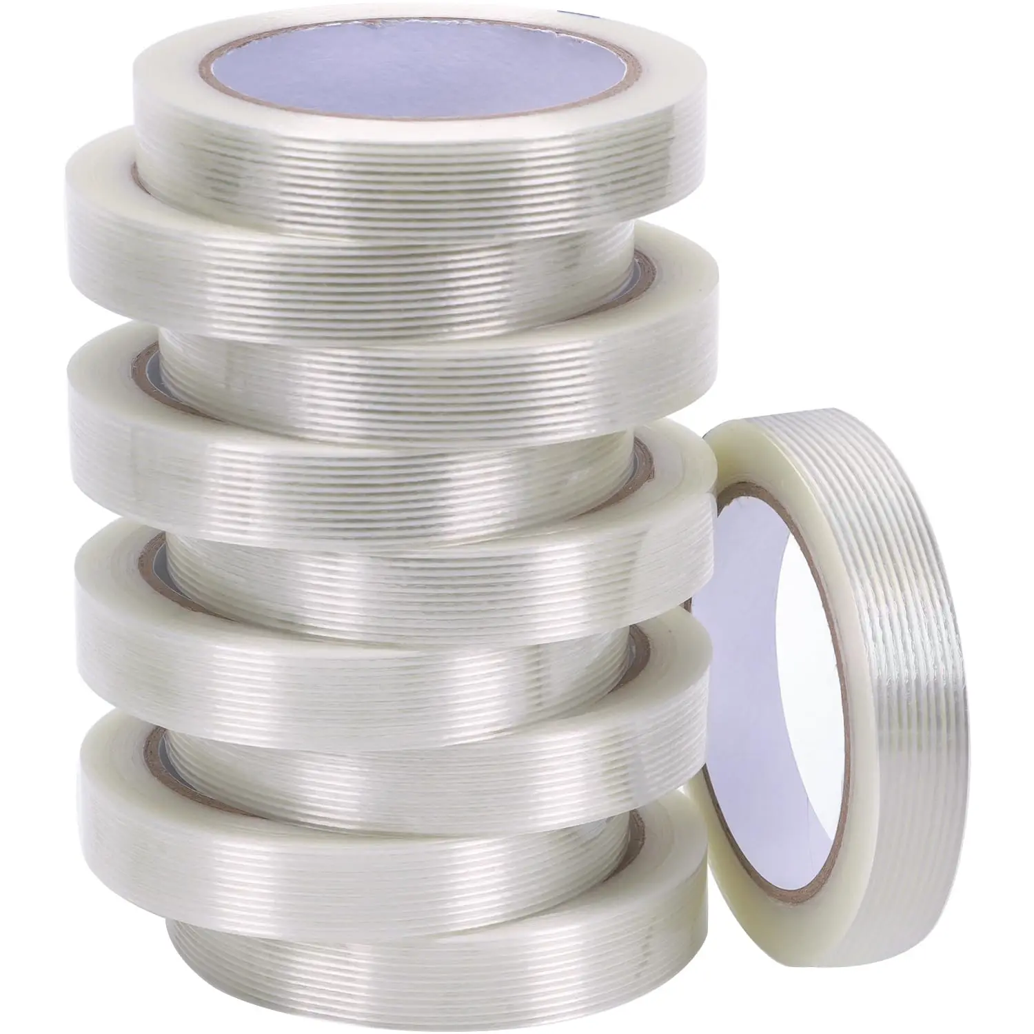 

10 Pack 3/4 in×27YDS, Filament Strapping Tape, 270yds Total, Clear Fiberglass Reinforced Packing, Heavy Duty Wear of T