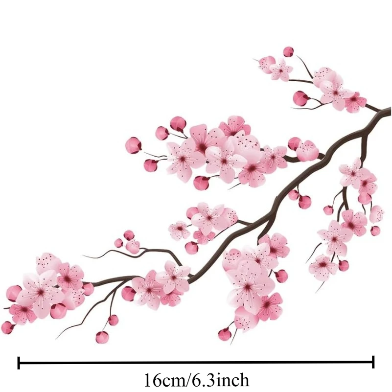 1Pc Japanese Cherry Blossom Branch Vinyl Sticker, Waterproof Decal For Laptop Window Car Door Bumper DIY Decor, Holiday Gift