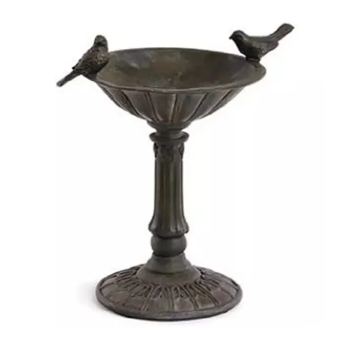 Antique-Finished Iron Bird Feeder with Vintage Style for Bird Bath and Feeding Made with Steel Wood for Your Furry Friends