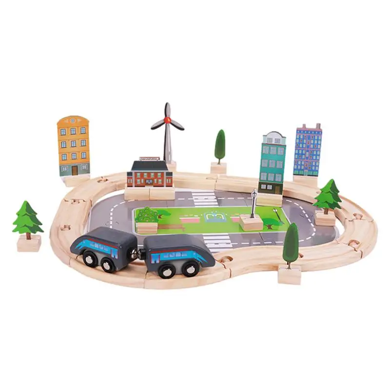 Puzzle Rail Toy Set 46pcs DIY Train Rail Puzzle Mini Road Signs Assembled Toys Boys Girls Educational Toys Set  puzzle toys Gifs