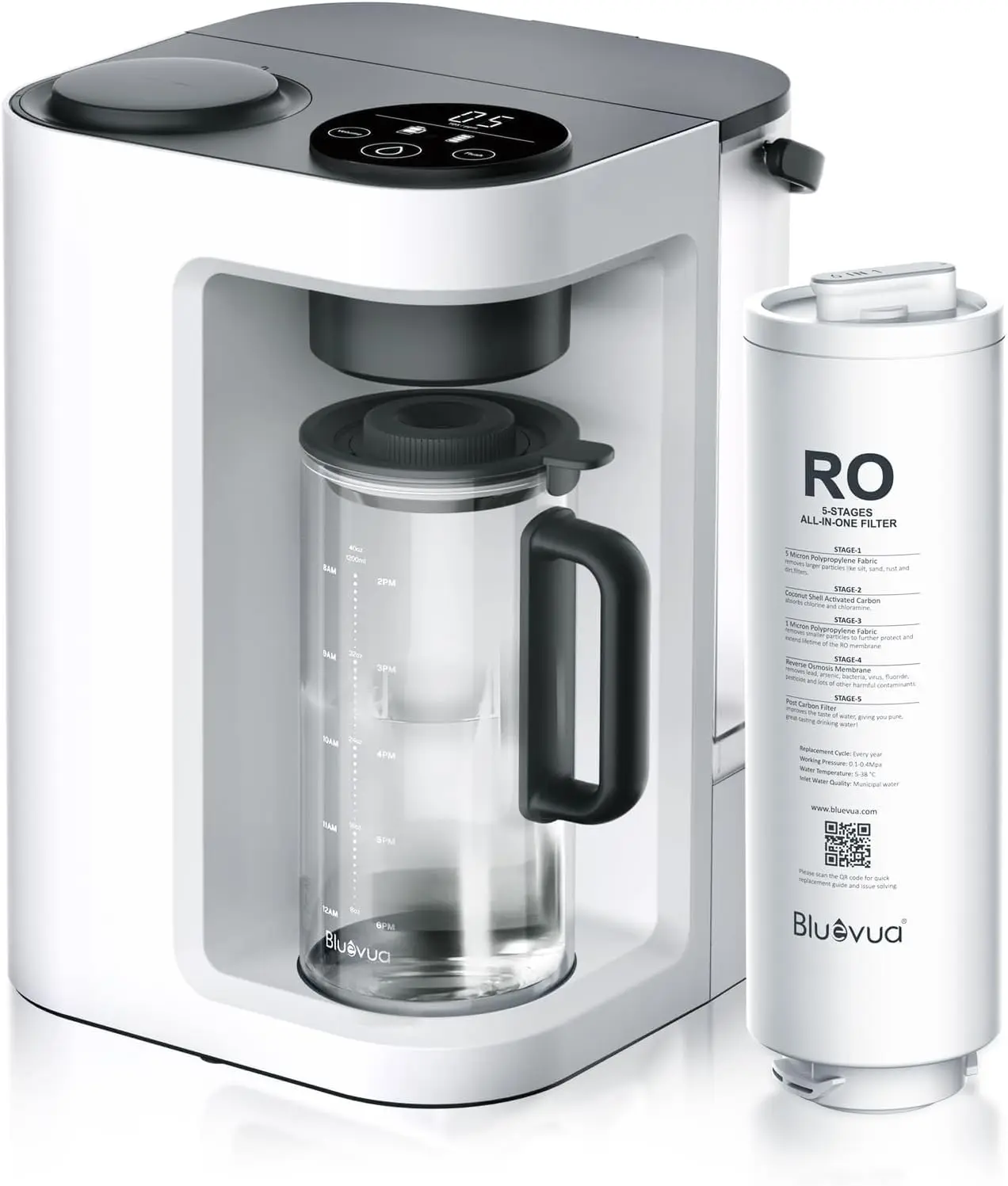 RO100ROPOT-LITE Countertop Reverse Osmosis Water Filter System, 5 Stage Purification, 3:1 Pure to Drain, Portable Water