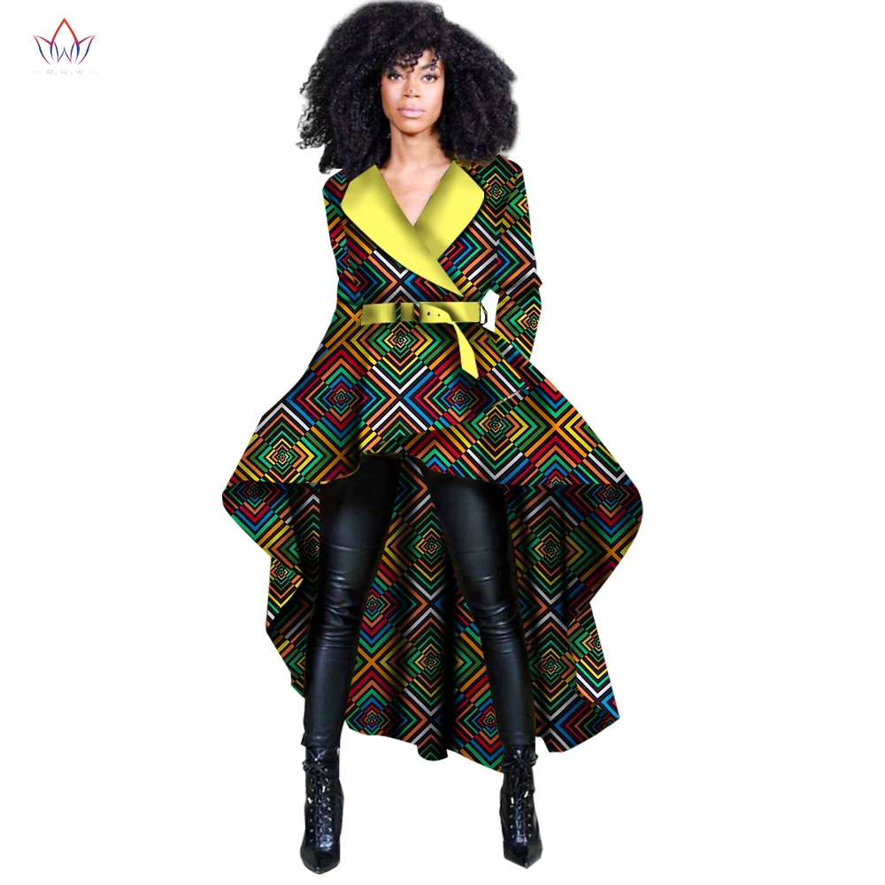 Newest Style Spring African Women Traditional Top Dashiki Print Wax Elegant Riche Trench Africa Clothes for Ladies WY1397