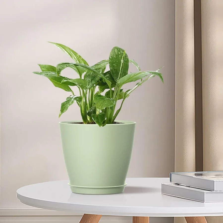 16Pack 4inch Small Nursery Plant Pots Plastic Planters with Drainage Holes and Saucers for Indoor Seedlings Succulents and Smal