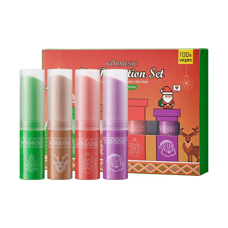 4 قطع/مجموعة ملمع شفاه بلسم شفاه مغذي ومنعش ومرطب ومرطب مقاوم للماء ومقاوم للتلطخ هدايا عيد الميلاد مستحضرات التجميل #6