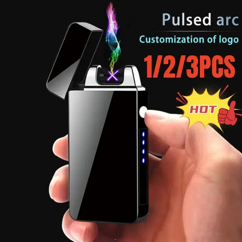 New LCD Touch Switch Dual Arc Electric Lighter With Battery Display Wind-Resistant USB Rechargeable Lighter Does Not Contain Gas