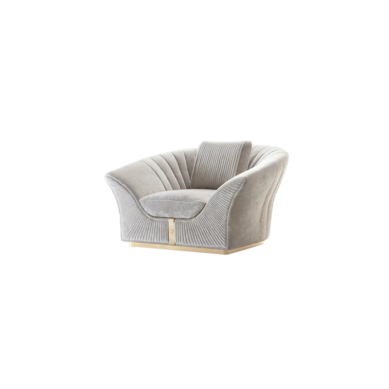 Modern Luxury Upholstered Leisure sofa High‑Density Sponge Velvet Fabric Stainless Steel Feet Living Room Furniture
