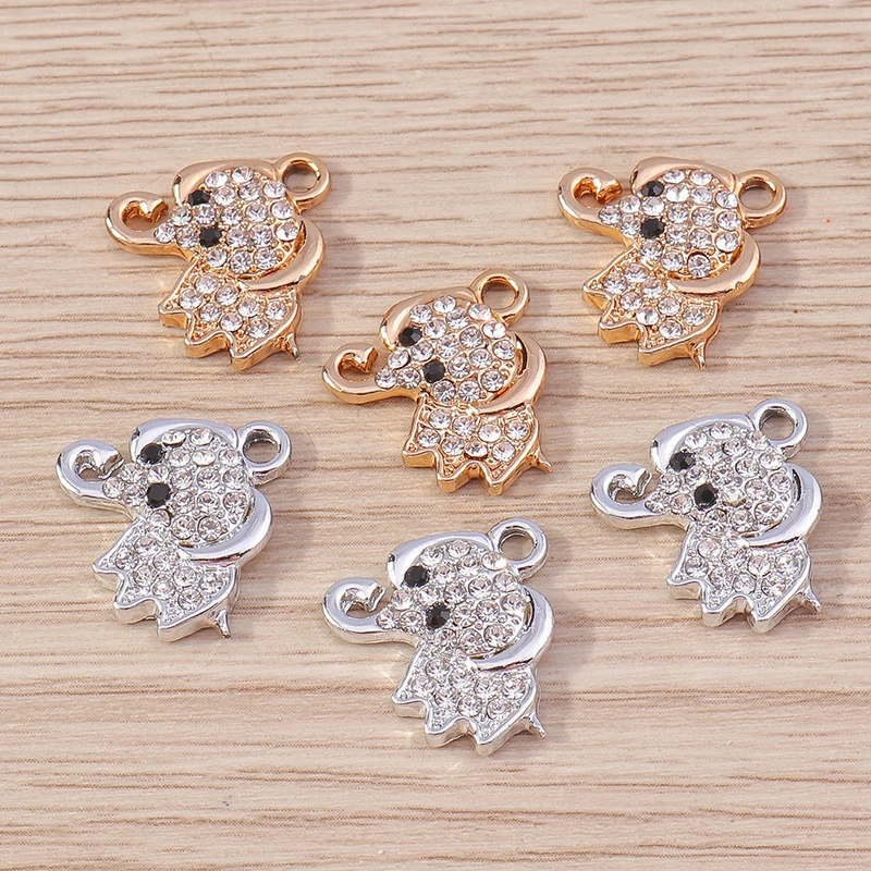 10 Stück 15 x 16 mm niedliche Kristall-Tier-Elefant-Anhänger für die Schmuckherstellung, Ohrringe, Halsketten, Armbänder, DIY-Bastelzubehör – Detail 5
