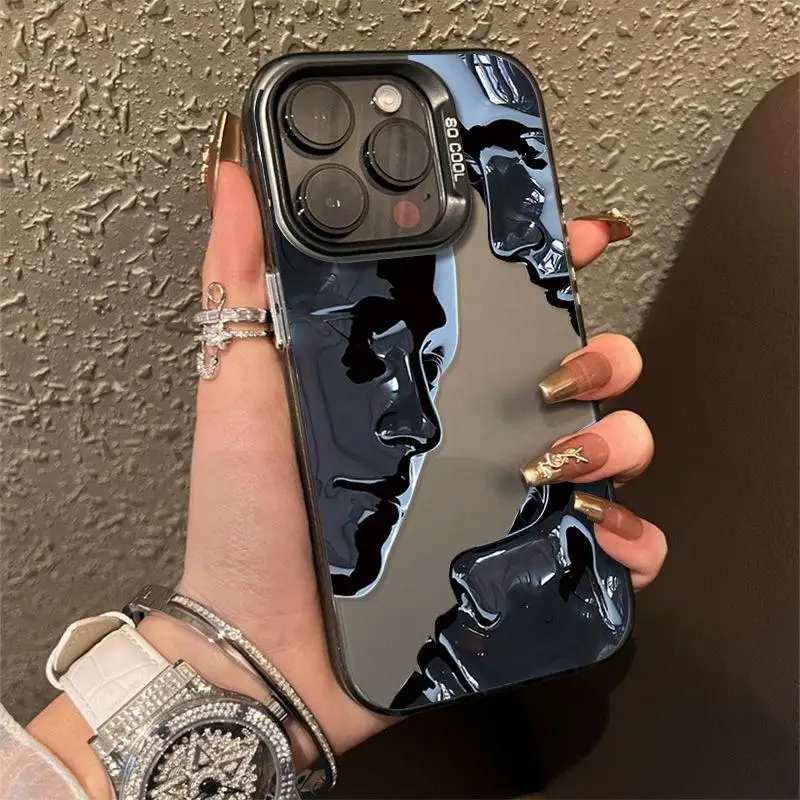 Vintage Art Statue Phone Case For IPhone 15 ProMax 11 12 13 14 Pro Max X XR XSMax 7/8 15 Plus Laser Plated Silicone Bumper Cover