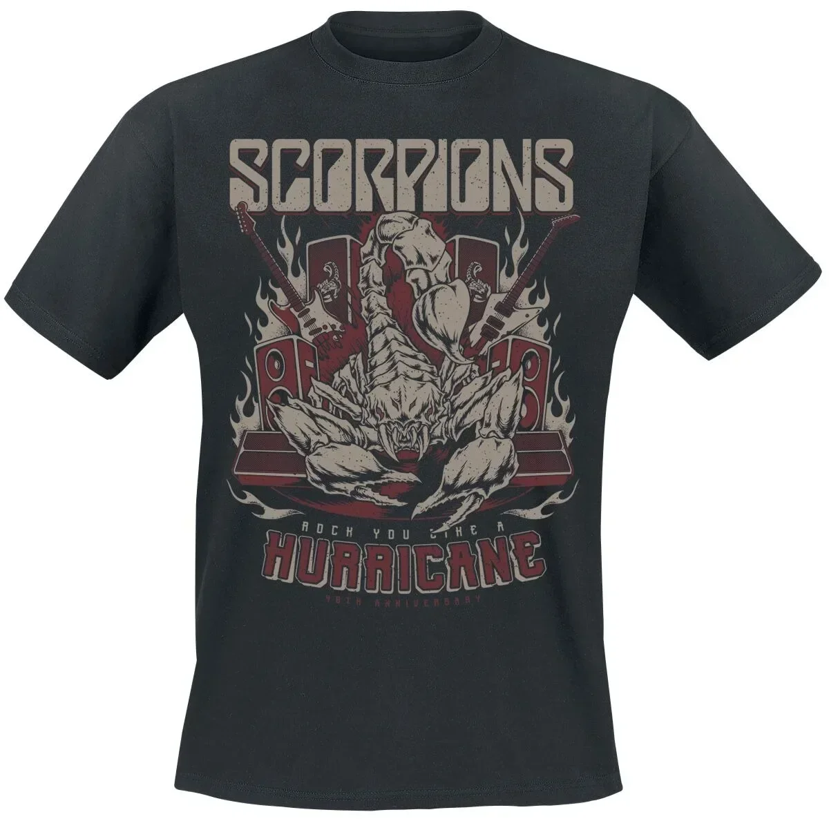 Scorpions Retro Skorpion & Gitarren Grafik T-Shirt Atmungsaktives Streetwear-Shirt – Detail 5