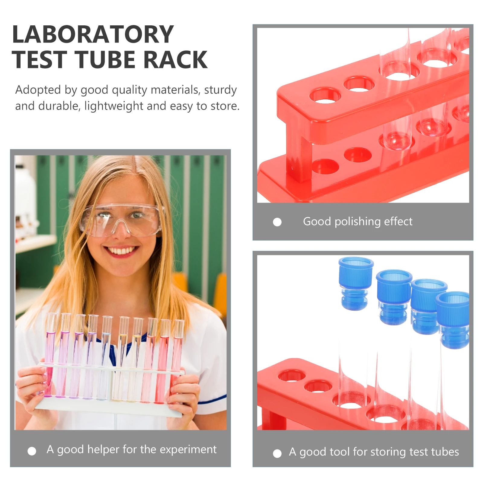 

1Set Test Tube Holder Plastic Laboratory Rack Six Holes Durable Storage Organizer Reusable for Experimental Use