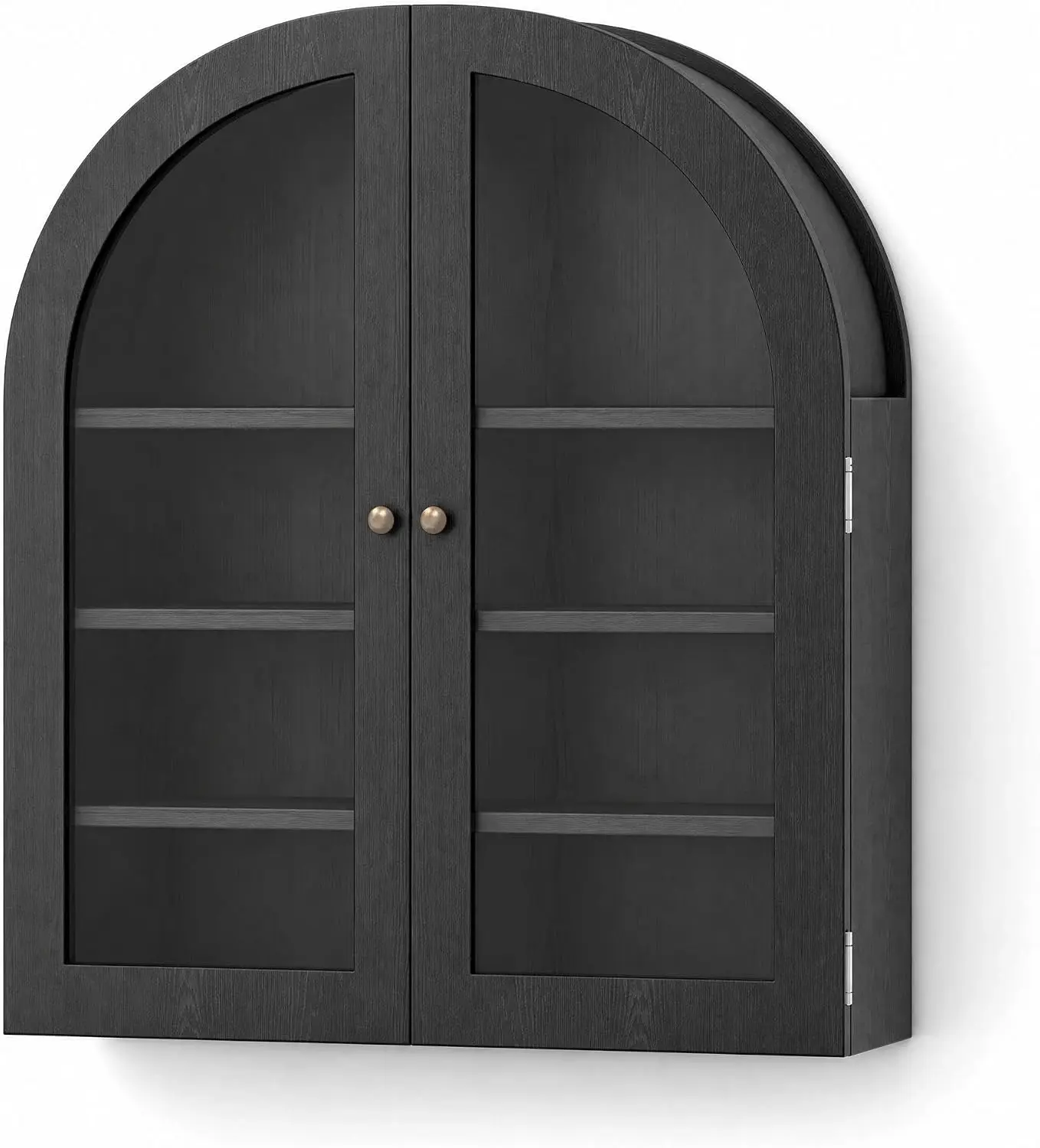 Arched Wall Cabinet, Bathroom Medicine Cabinet with Clear Acrylic Doors and Adjustable Shelves, Wall Mounted Storage Organizer for Over Toilet, Kitchen, Living Room