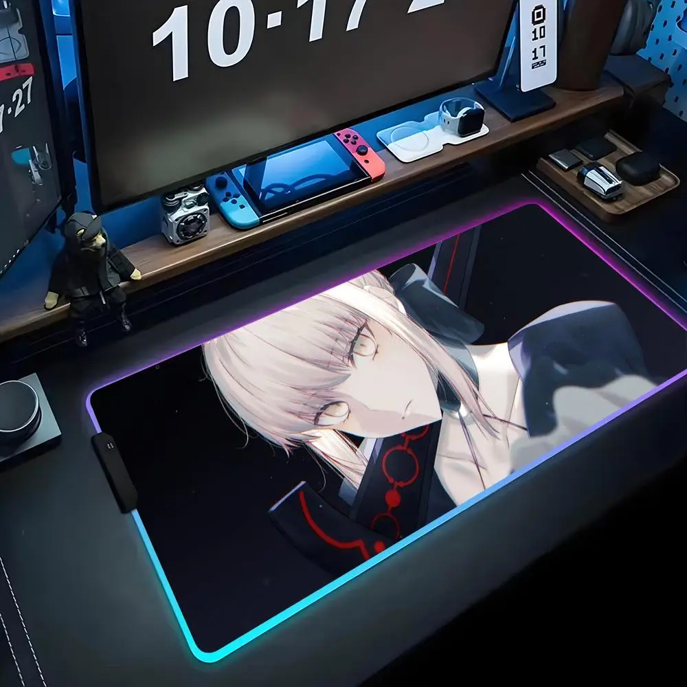 

Fate saber Коврик для мыши RGB Игровой коврик для мыши Большой светодиодный коврик для ПК Настольный коврик Светящийся коврик для мыши Большие коврики для клавиатуры Настольный коврик с подсветкой