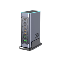 Desktop Multi-Port GaN Fast Charger, 660W with Charging Protection - 6 PD + 2 QC Ports